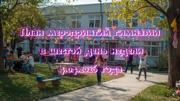 План мероприятий гимназии в шестой день недели 04.04.2026 года